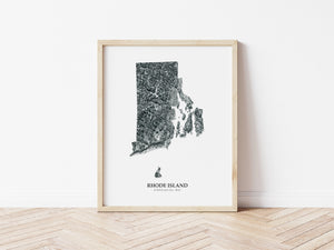 Rhode Island Hydrological Map Poster Black