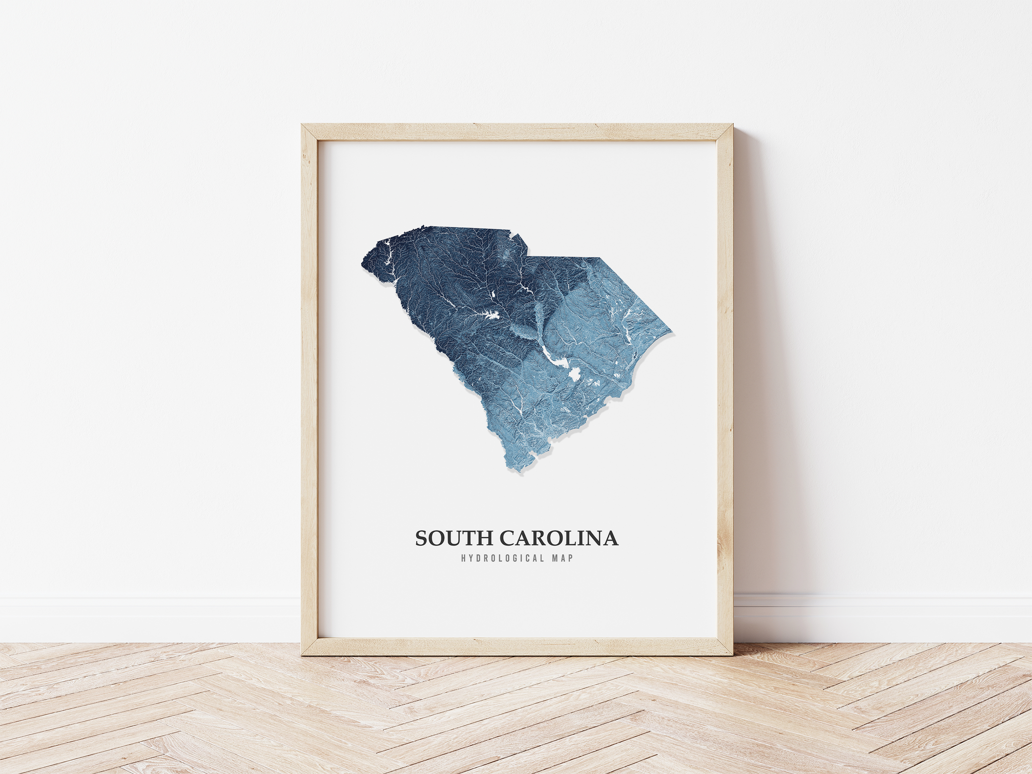 South Carolina Hydrological Map Poster Blue
