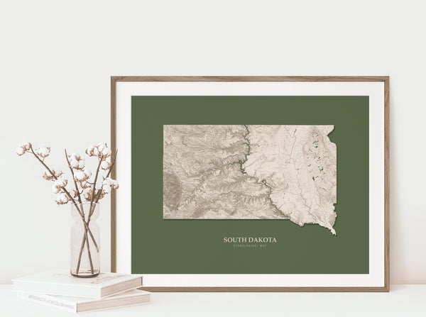 South Dakota Hydrological Map Poster Green