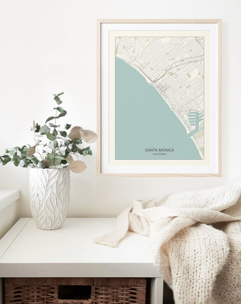 Santa Monica California Map Print