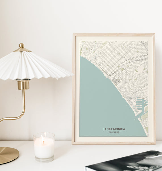 Santa Monica California Map Print