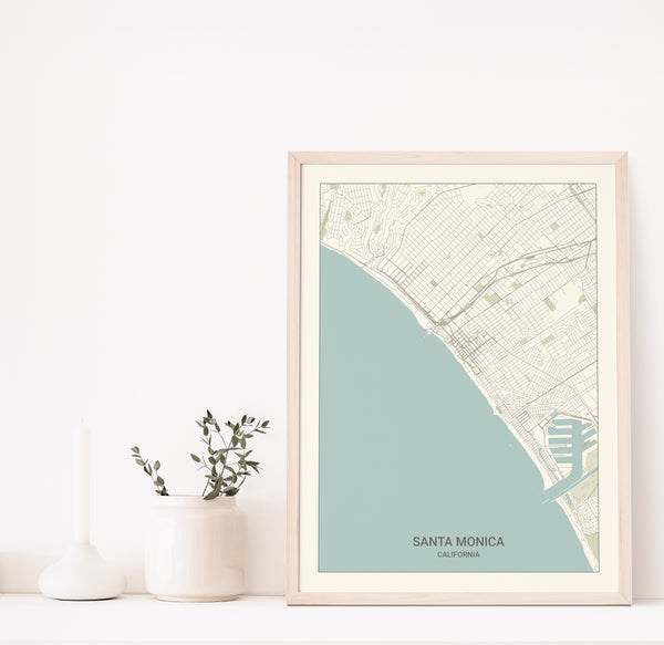 Santa Monica California Map Print