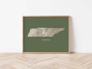 Tennessee Hydrological Map Poster Green