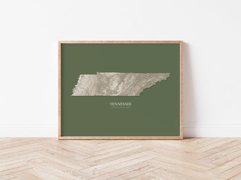 Tennessee Hydrological Map Poster Green