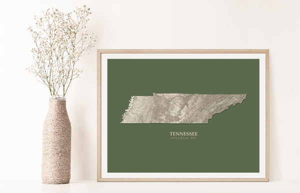 Tennessee Hydrological Map Poster Green