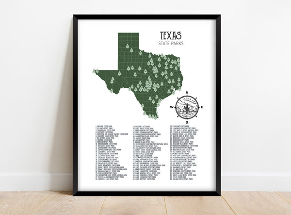 Texas State Parks Map Print