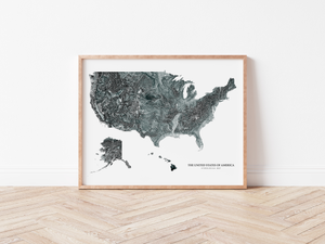 United States Hydrological Map Black