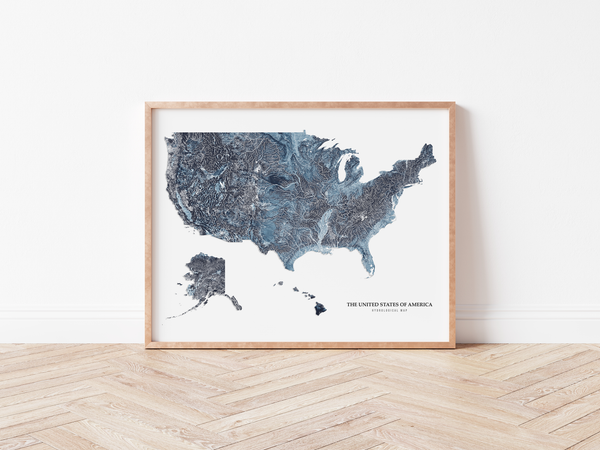 United States Hydrological Map Blue