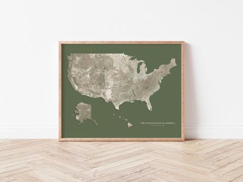 United States Hydrological Map Green