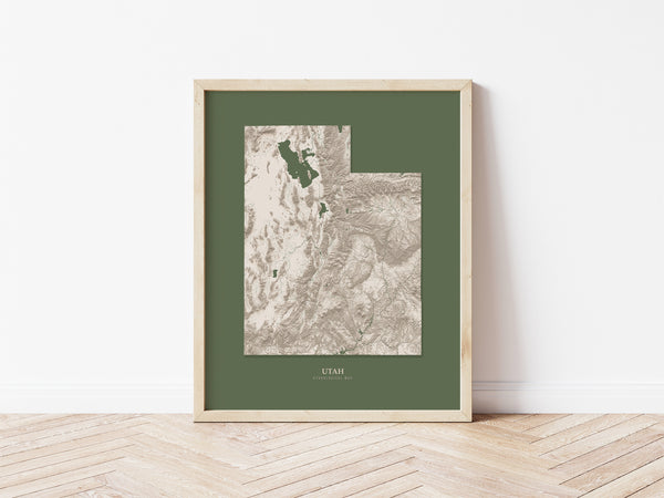 Utah Hydrological Map Poster Green