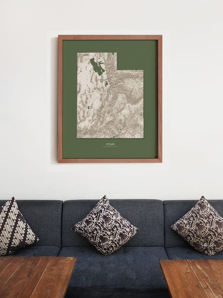 Utah Hydrological Map Poster Green