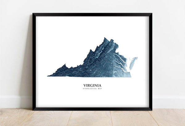 Virginia Hydrological Map Blue