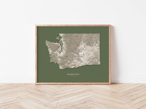 Washington Hydrological Map Poster Green