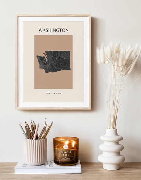 Washington Mid-Century Modern Hydrological Map