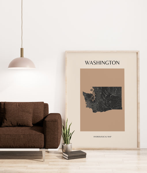 Washington Mid-Century Modern Hydrological Map
