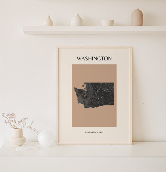 Washington Mid-Century Modern Hydrological Map