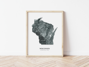 Wisconsin Hydrological Map Poster Black