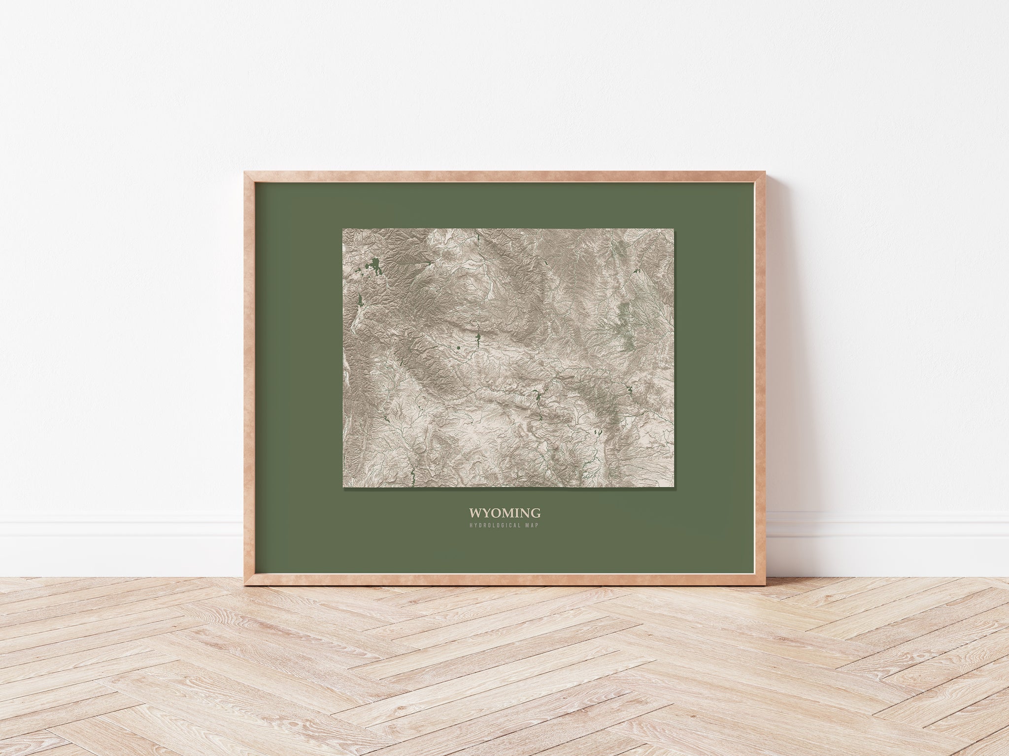 Wyoming Hydrological Map Poster Green
