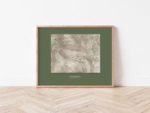 Wyoming Hydrological Map Poster Green