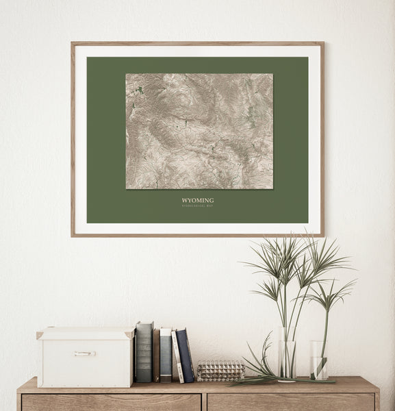 Wyoming Hydrological Map Poster Green