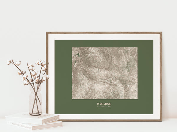 Wyoming Hydrological Map Poster Green