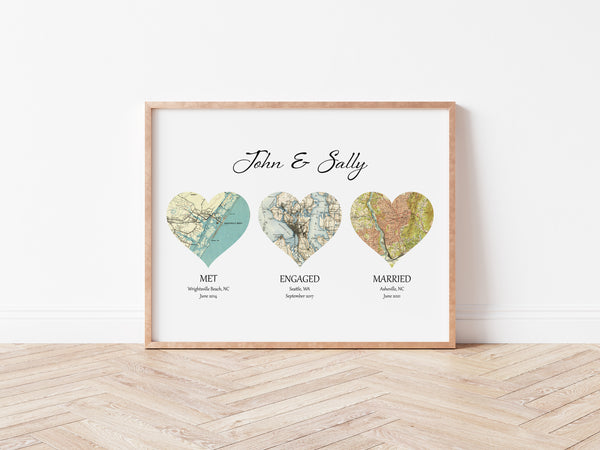 Personalized Wedding/Anniversary Map Gift