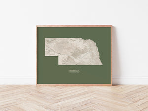 Nebraska Hydrological Map Poster Green